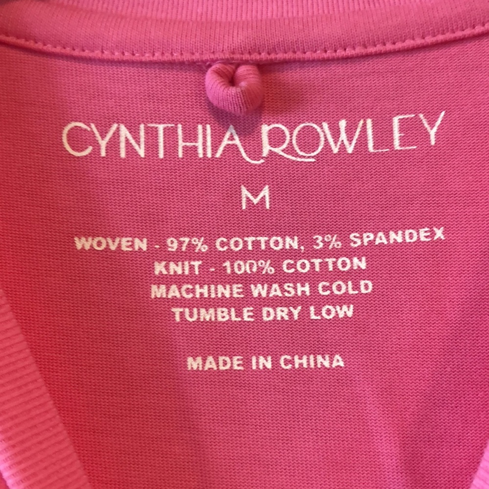 Cynthia Rowley Bree combo T-shirt dress in pink woven and knit dress.  Sz M - Picture 4 of 5